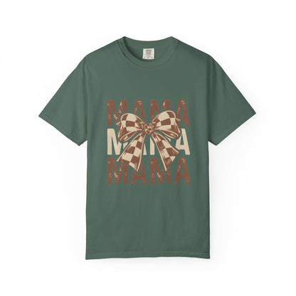 Mama Bow T-Shirt — Buffalo Check Ribbon Mom Shirt