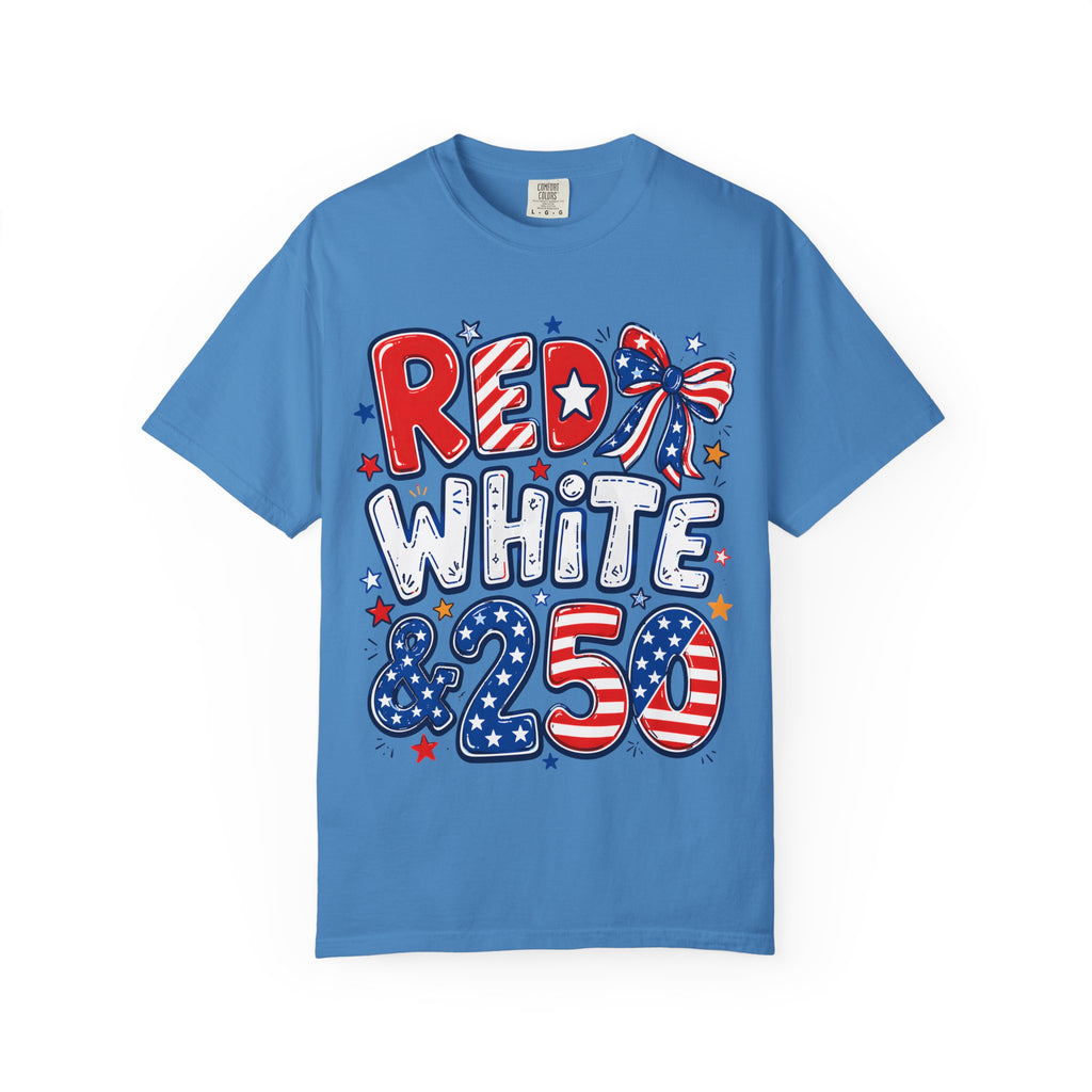 Red White & 250 Patriotic T-Shirt — 4th of July Celebration Tee