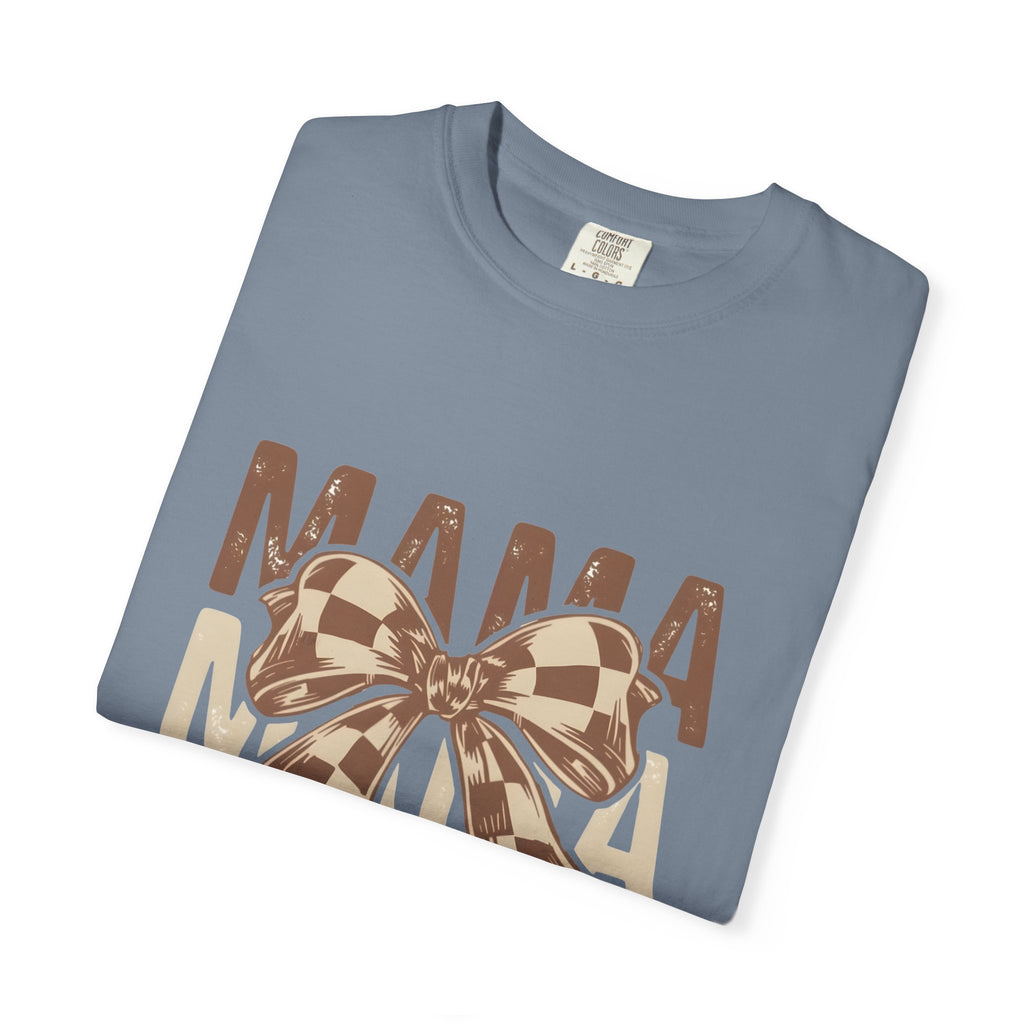 Mama Bow T-Shirt — Buffalo Check Ribbon Mom Shirt