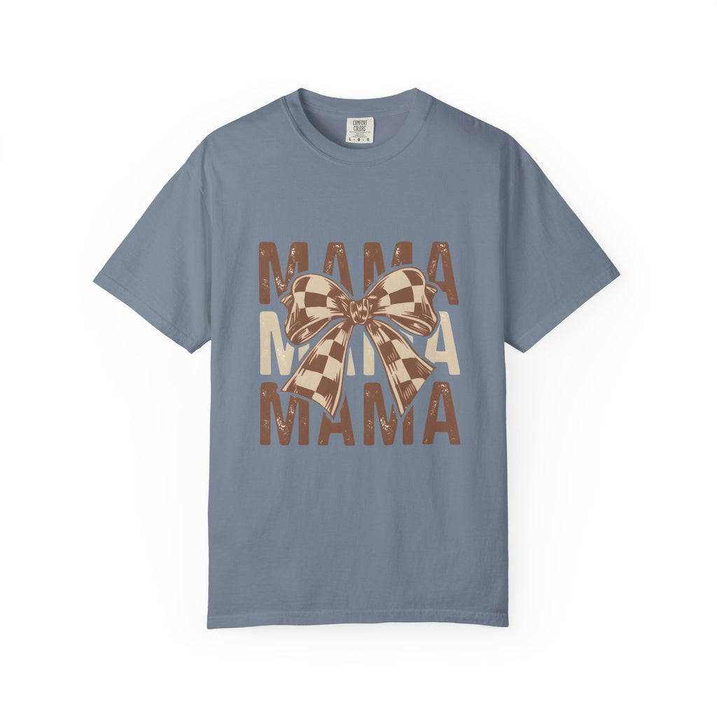 Mama Bow T-Shirt — Buffalo Check Ribbon Mom Shirt