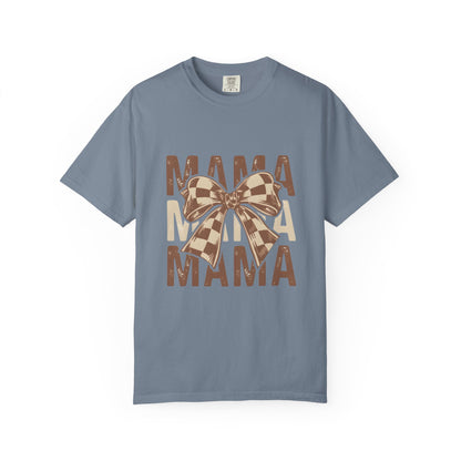 Mama Bow T-Shirt — Buffalo Check Ribbon Mom Shirt