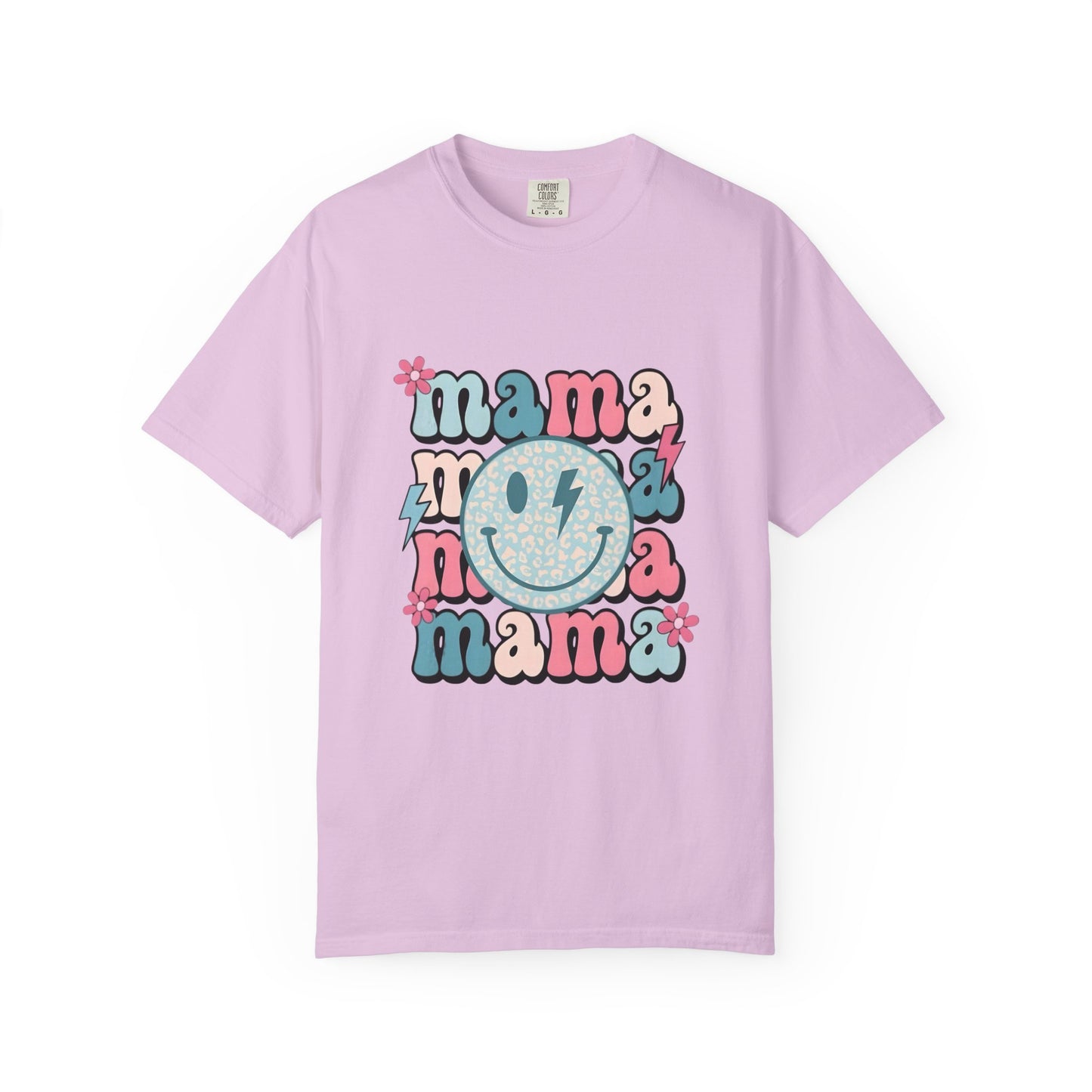 Mama Smiley Graphic T-Shirt — Retro Pink & Blue Mother’s Day Tee