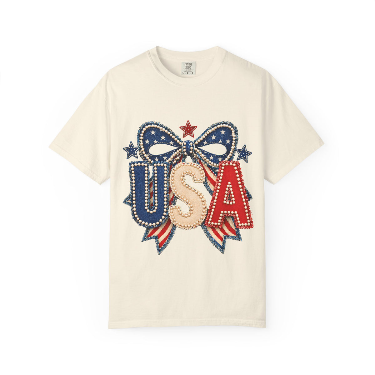 USA Patriotic Bow T‑Shirt — Fourth of July American Flag Tee
