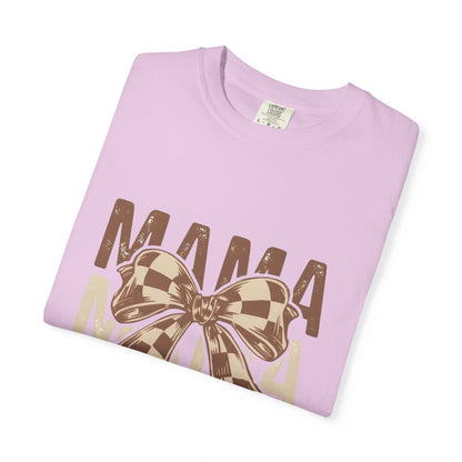 Mama Bow T-Shirt — Buffalo Check Ribbon Mom Shirt
