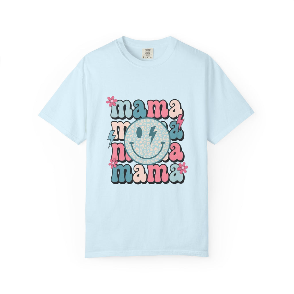Mama Smiley Graphic T-Shirt — Retro Pink & Blue Mother’s Day Tee