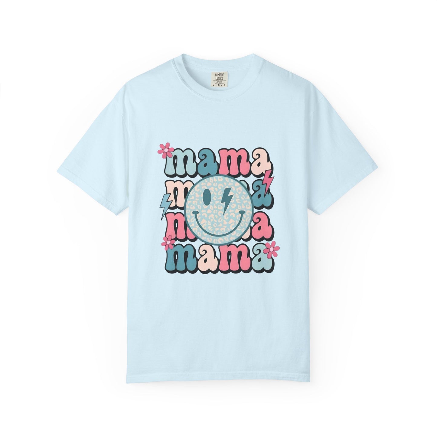 Mama Smiley Graphic T-Shirt — Retro Pink & Blue Mother’s Day Tee