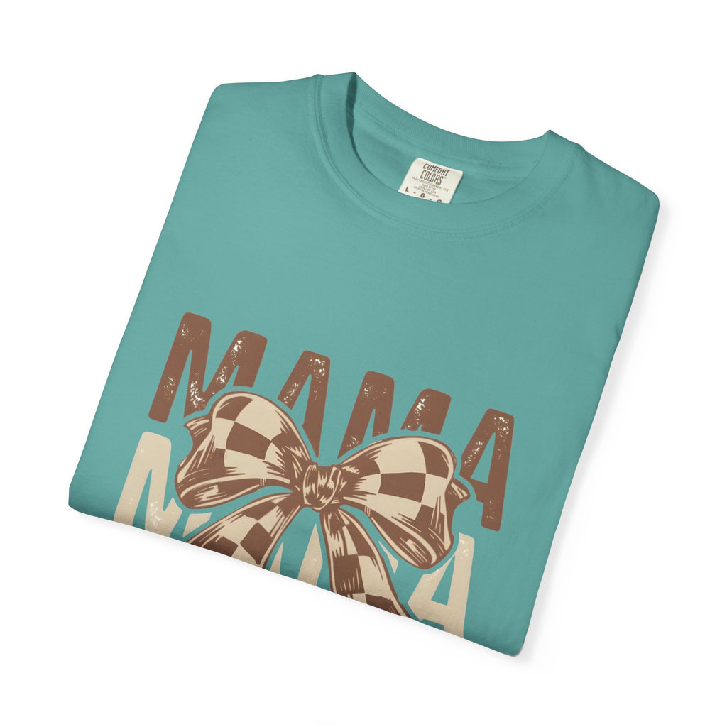 Mama Bow T-Shirt — Buffalo Check Ribbon Mom Shirt