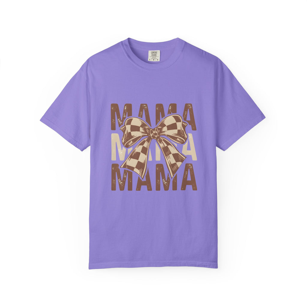 Mama Bow T-Shirt — Buffalo Check Ribbon Mom Shirt