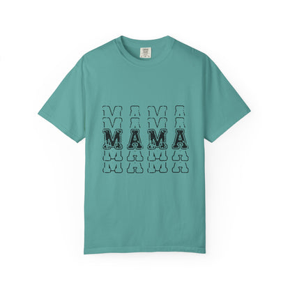 Mama Repeat Graphic T-Shirt — Vintage Outline "MAMA" Mom Tee