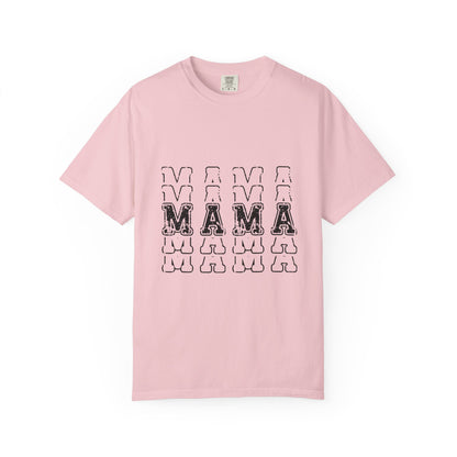 Mama Repeat Graphic T-Shirt — Vintage Outline "MAMA" Mom Tee