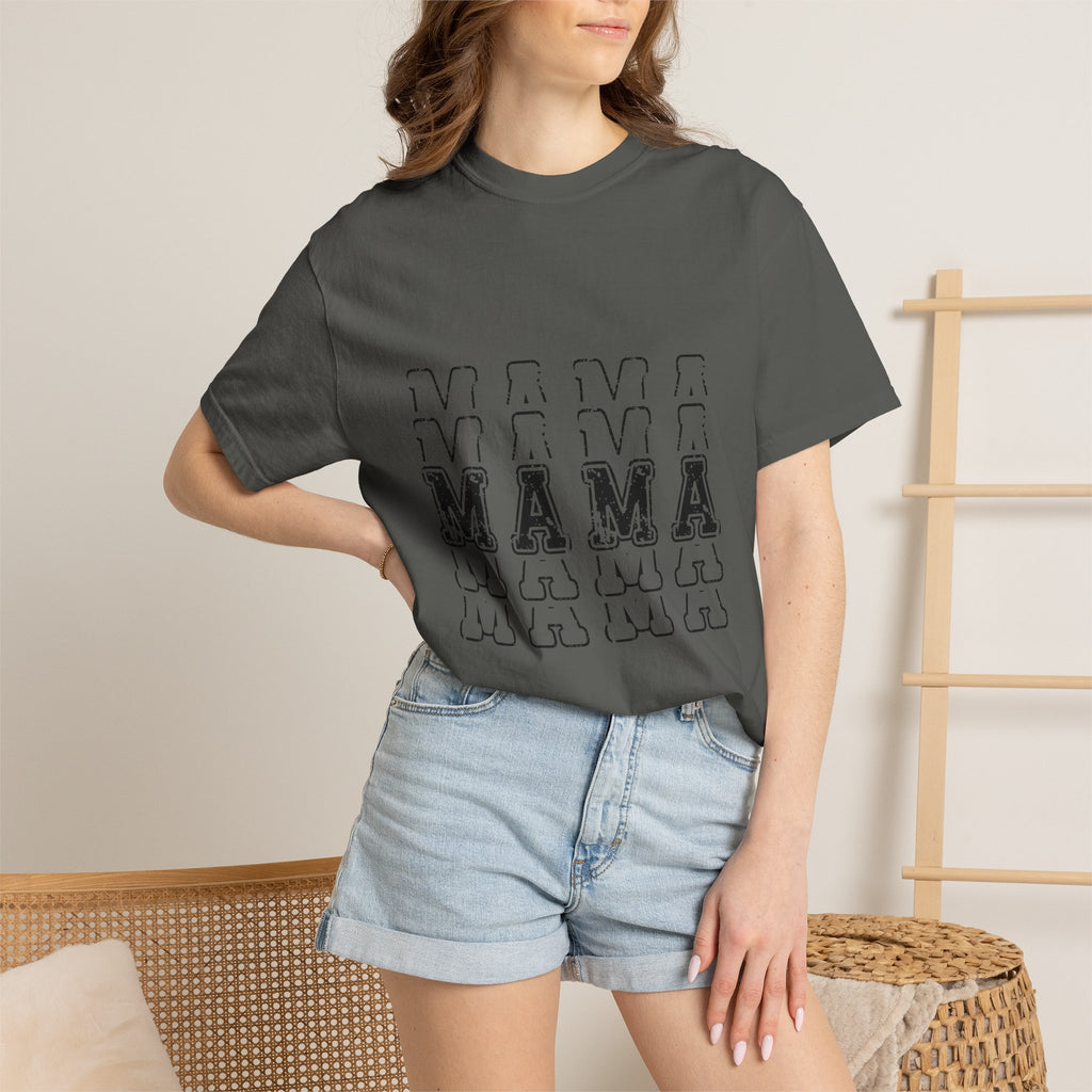 Mama Repeat Graphic T-Shirt — Vintage Outline "MAMA" Mom Tee