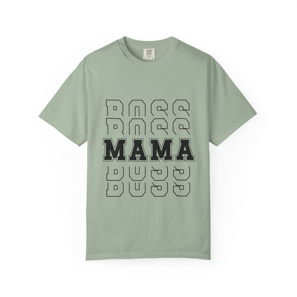 Mama Boss T-Shirt — 'MAMA' Layered Text Graphic Tee for Moms