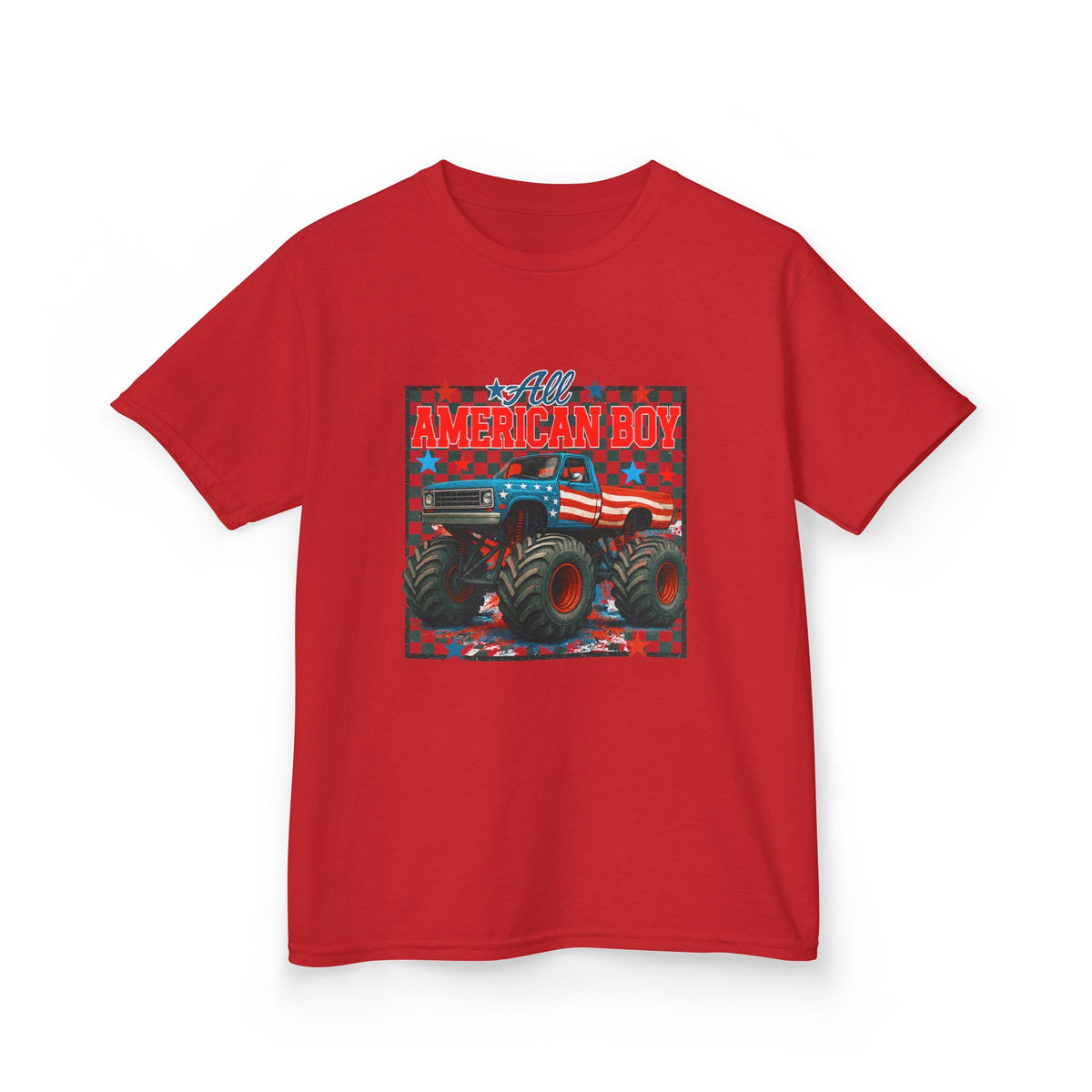 Kids Monster Truck Tee — American Boy Flag Design