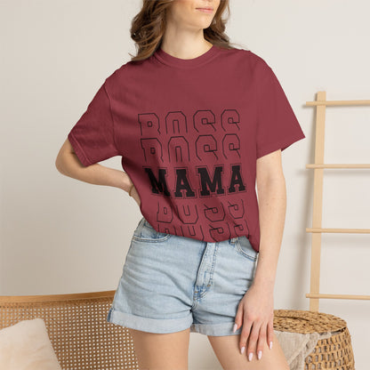 Mama Boss T-Shirt — 'MAMA' Layered Text Graphic Tee for Moms