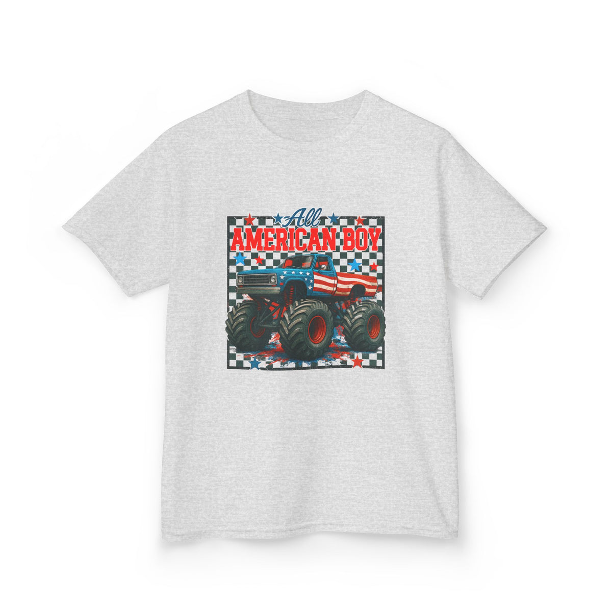 Kids Monster Truck Tee — American Boy Flag Design
