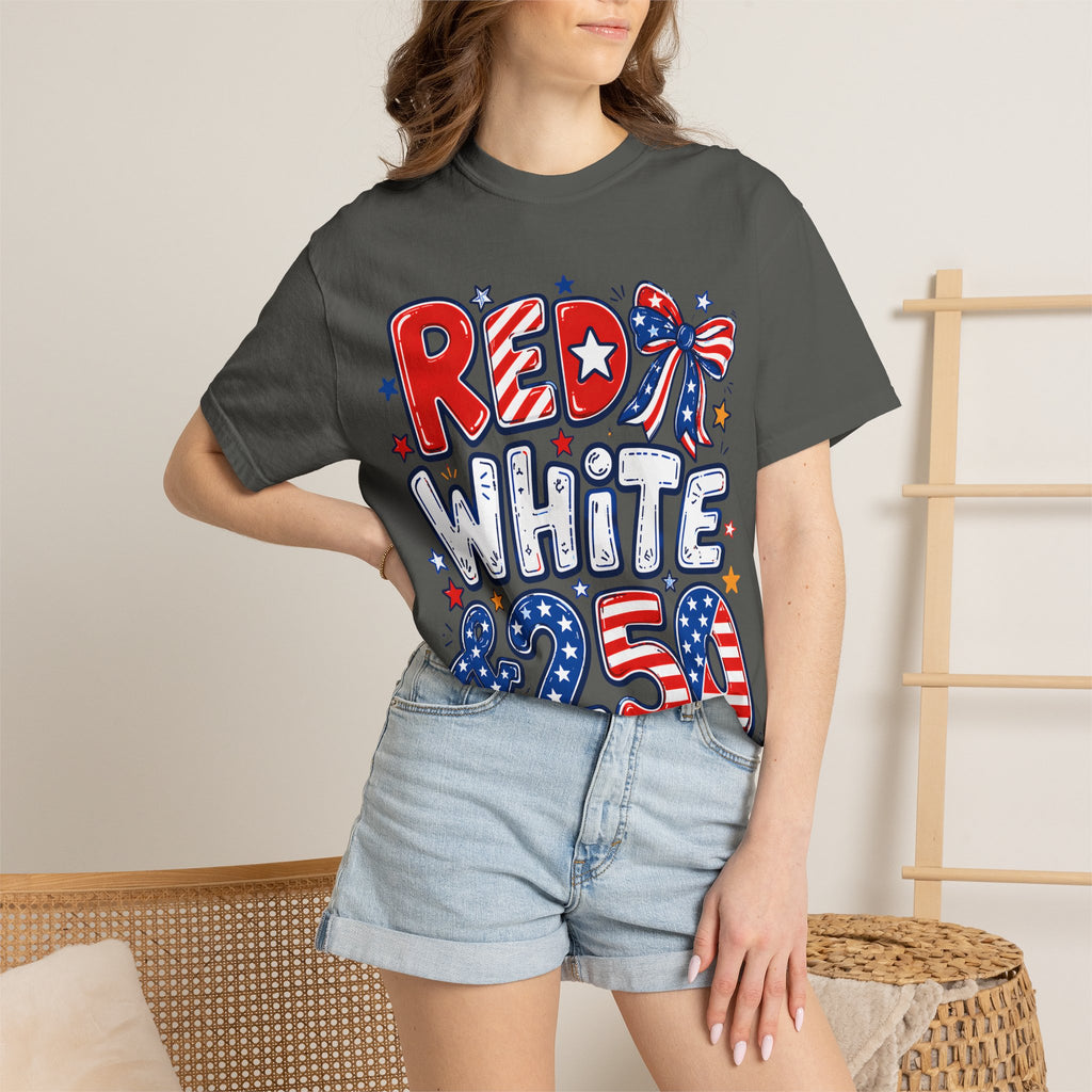 Red White & 250 Patriotic T-Shirt — 4th of July Celebration Tee