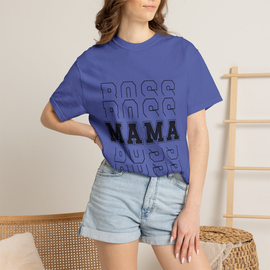 Mama Boss T-Shirt — 'MAMA' Layered Text Graphic Tee for Moms