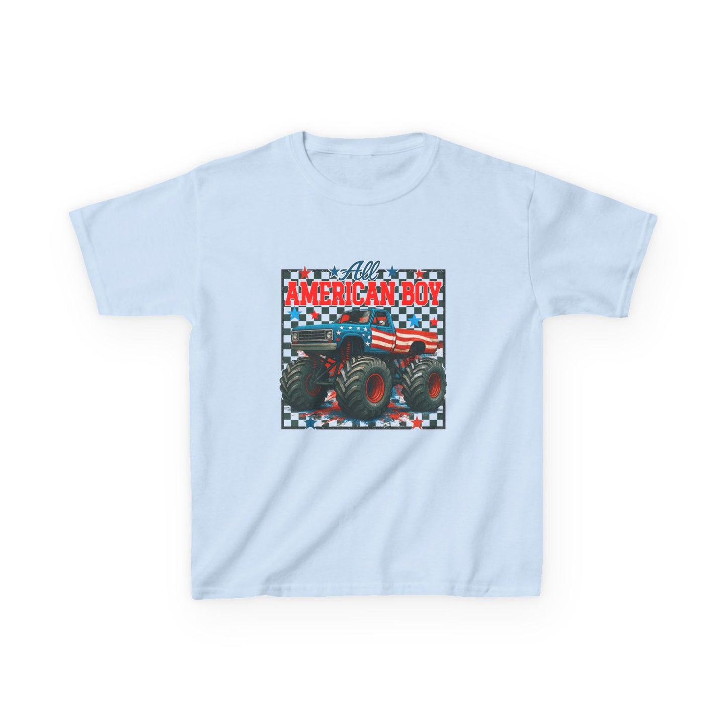 Kids Monster Truck Tee — American Boy Flag Design
