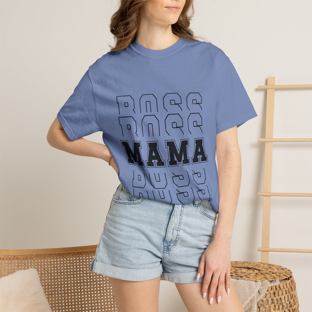 Mama Boss T-Shirt — 'MAMA' Layered Text Graphic Tee for Moms