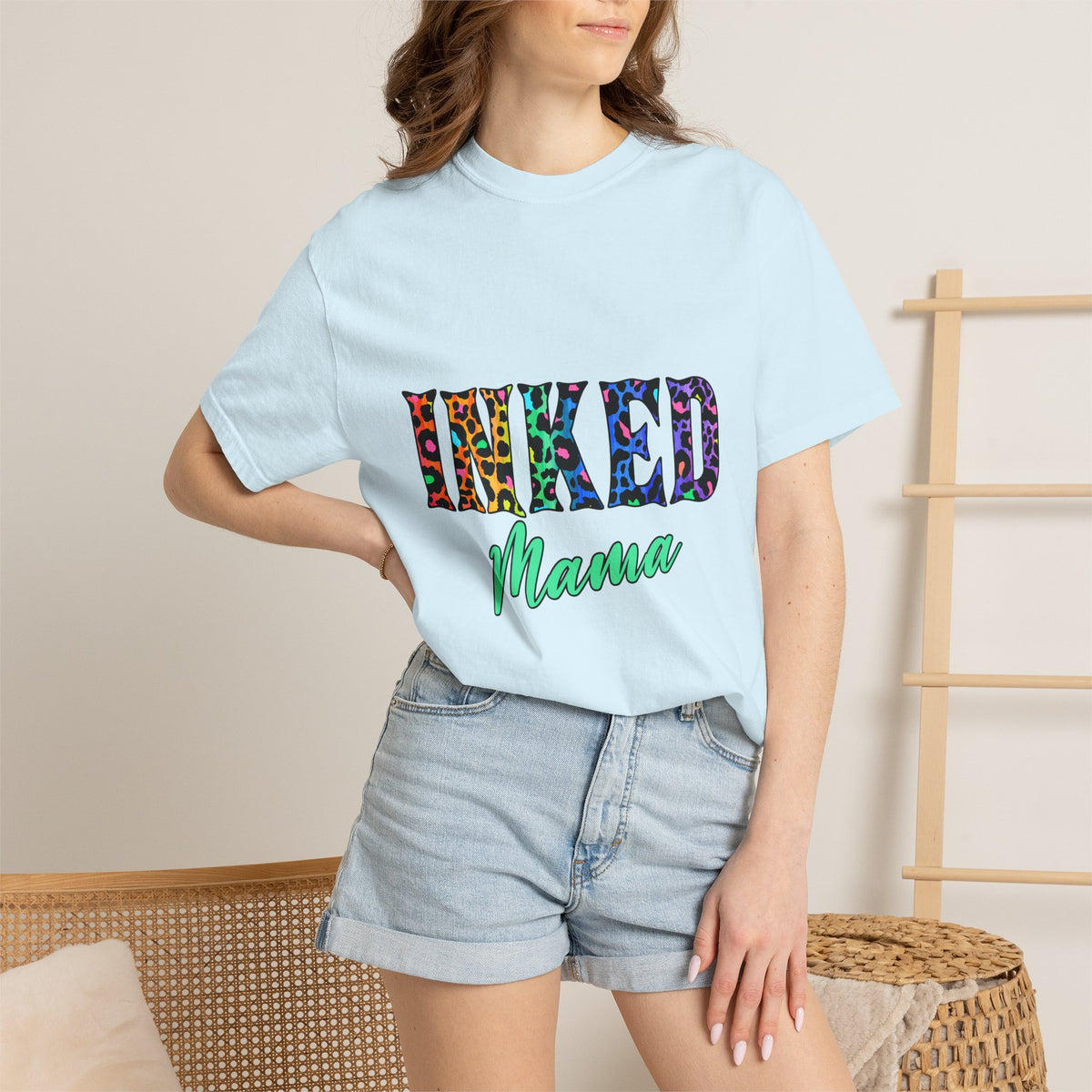 Inked Mama T-Shirt — Colorful Tattoo Script Tee for Moms