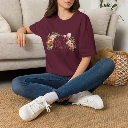 Petals & Platters Floral Wine T-Shirt — Garden Brunch Shirt for Entertaining