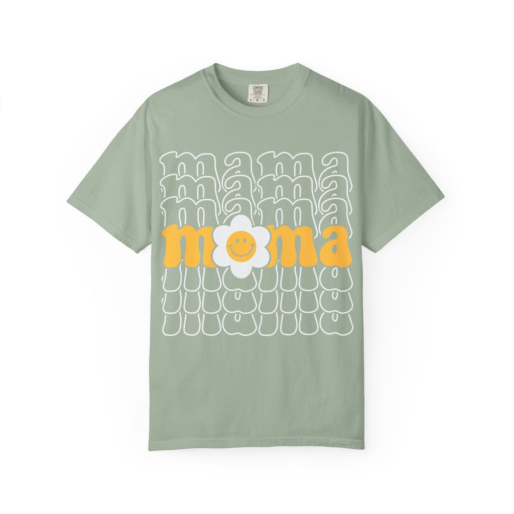 Mama Floral Retro T-Shirt — Sunny Yellow Vintage Mom Tee