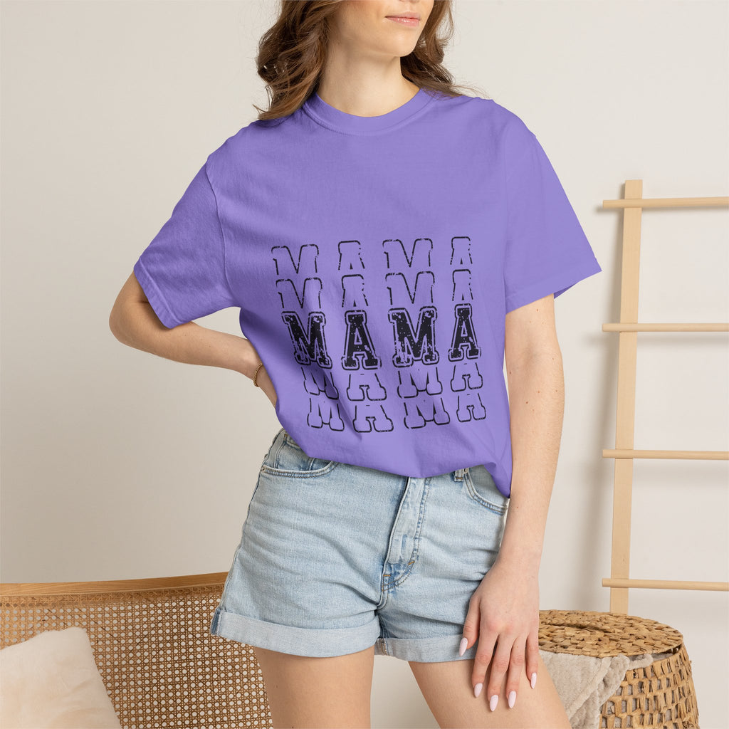 Mama Repeat Graphic T-Shirt — Vintage Outline "MAMA" Mom Tee