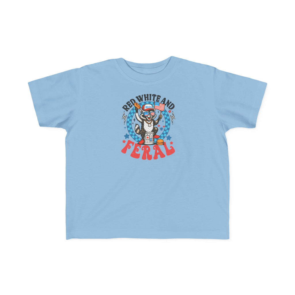 Toddler Tee — "Red White and Feral" Patriotic Cartoon Raccoon