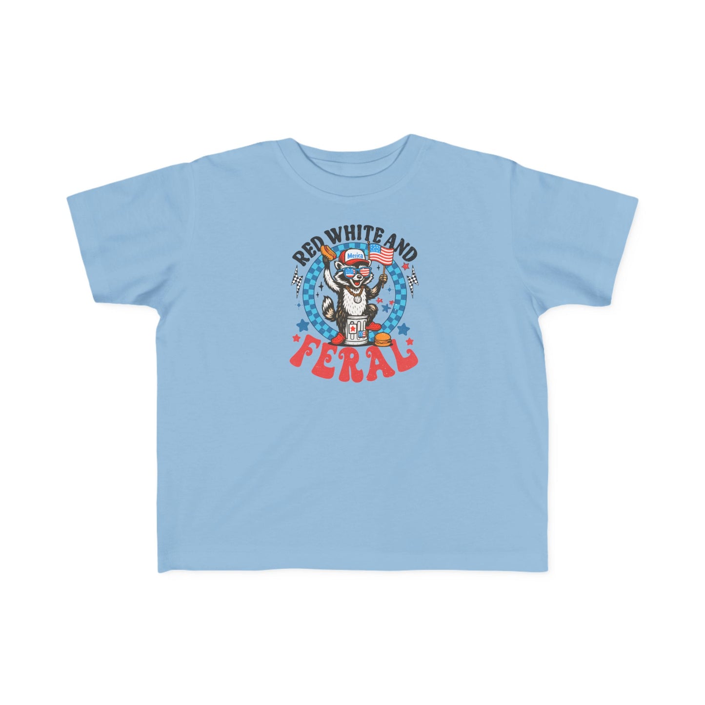 Toddler Tee — "Red White and Feral" Patriotic Cartoon Raccoon