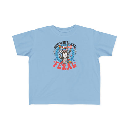 Toddler Tee — "Red White and Feral" Patriotic Cartoon Raccoon