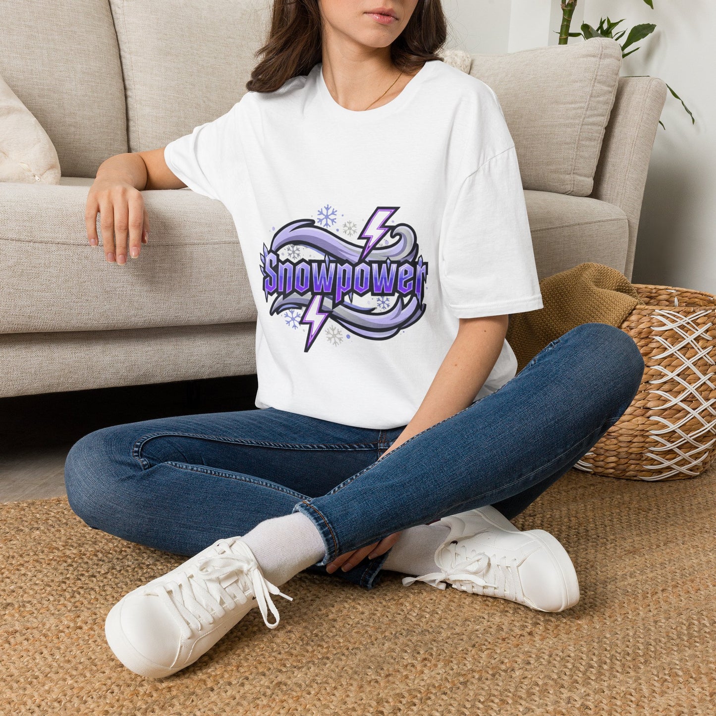 Snowpower Graphic T-Shirt — Purple Lightning Snowflake Design