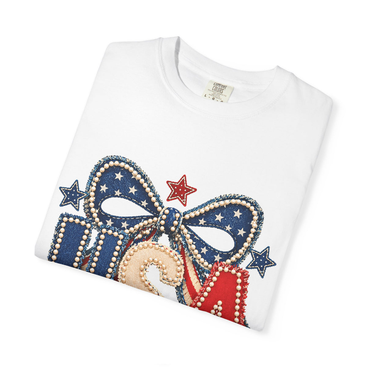 USA Patriotic Bow T‑Shirt — Fourth of July American Flag Tee