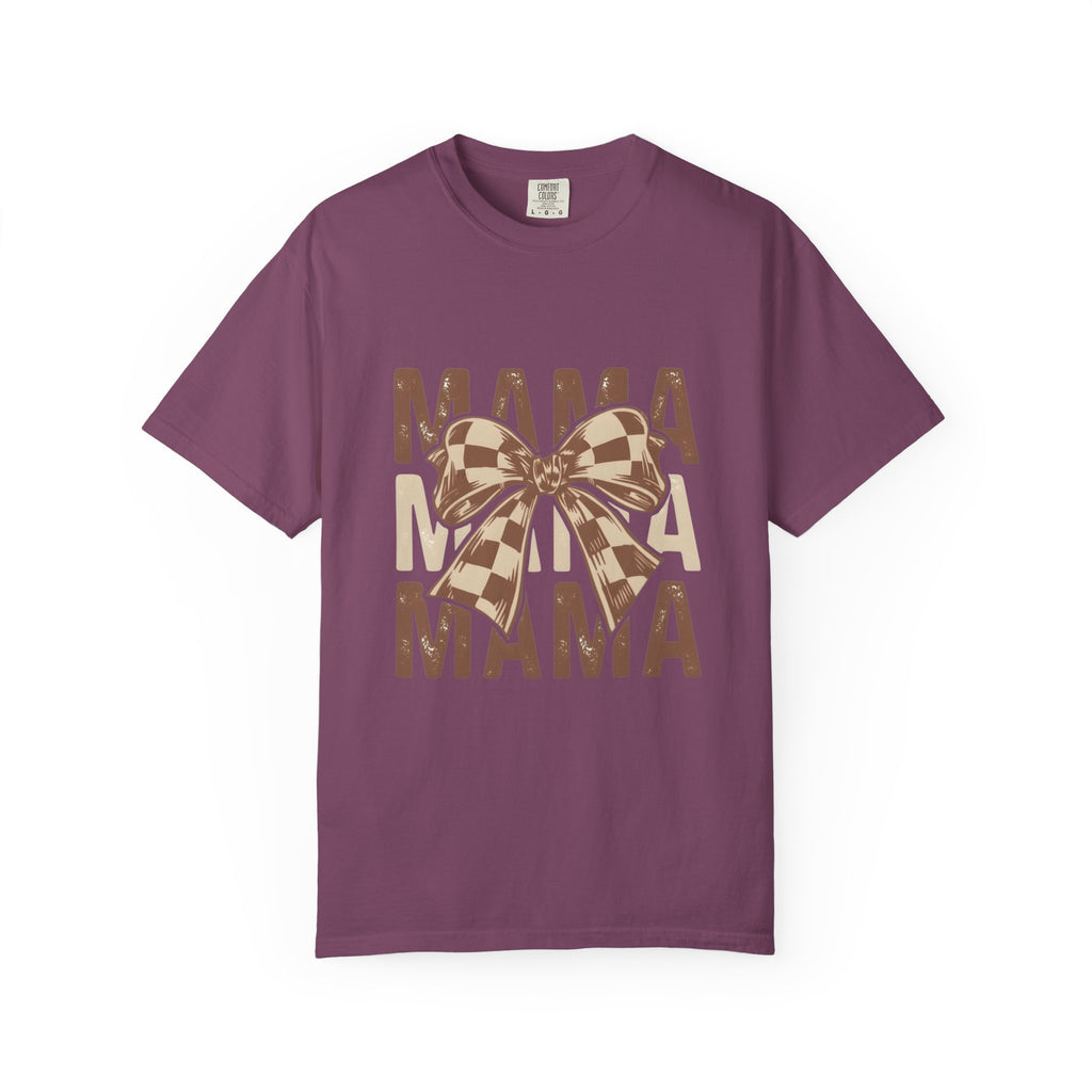Mama Bow T-Shirt — Buffalo Check Ribbon Mom Shirt