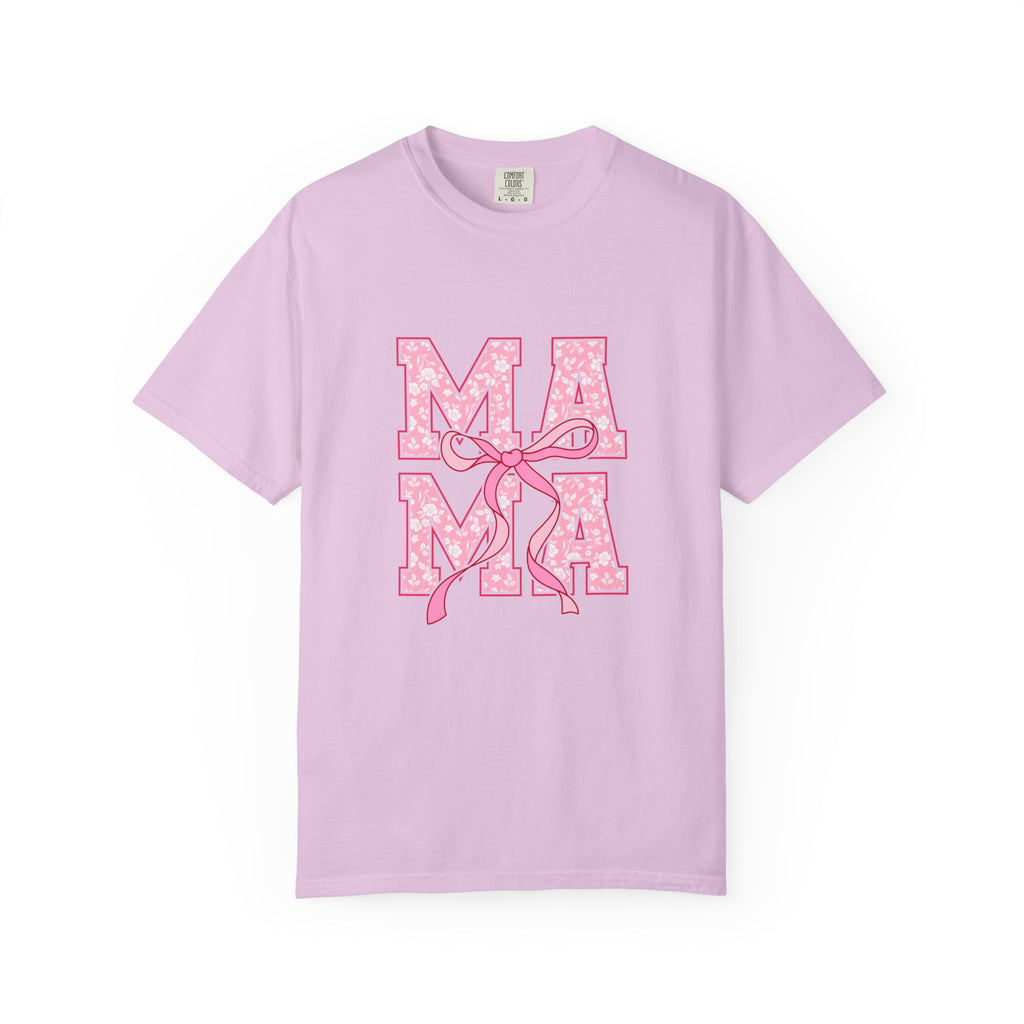 Mama Pink Floral Ribbon T-Shirt
