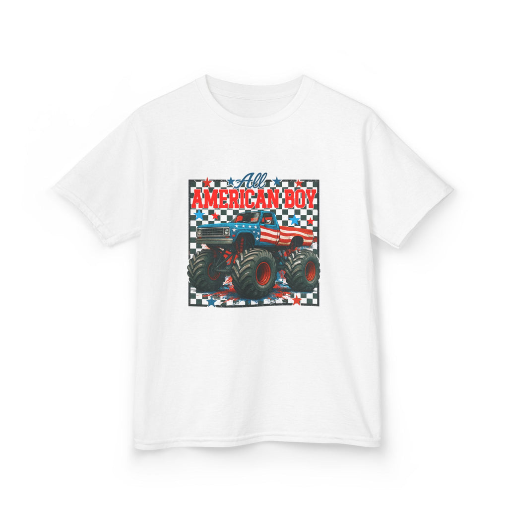 Kids Monster Truck Tee — American Boy Flag Design