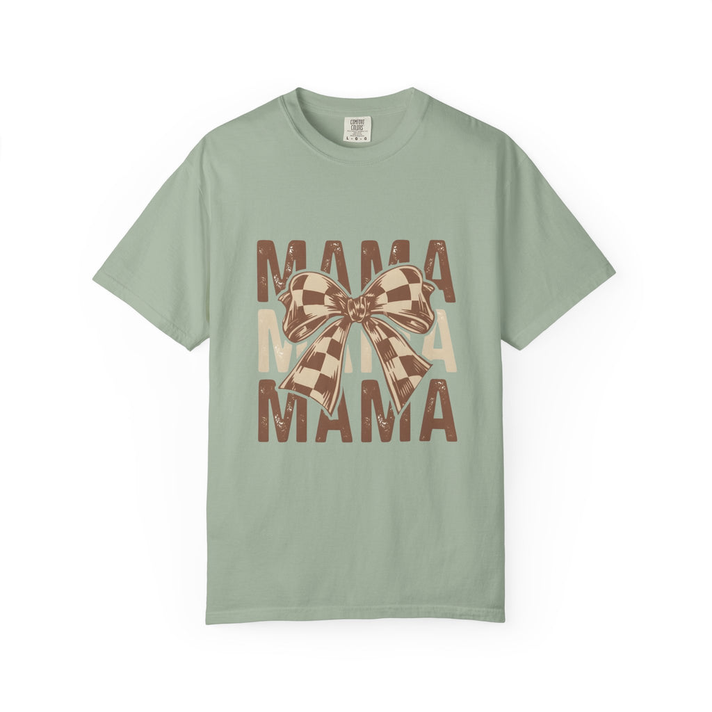 Mama Bow T-Shirt — Buffalo Check Ribbon Mom Shirt