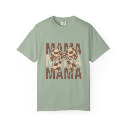 Mama Bow T-Shirt — Buffalo Check Ribbon Mom Shirt