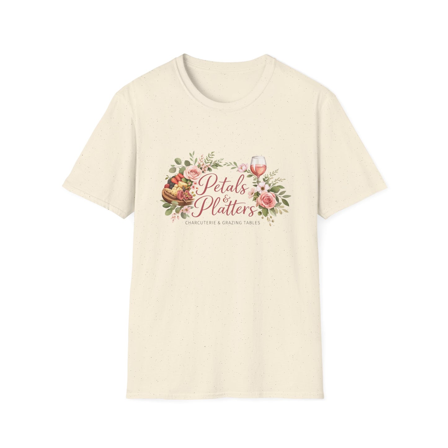 Petals & Platters Floral Wine T-Shirt — Garden Brunch Shirt for Entertaining