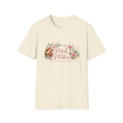Petals & Platters Floral Wine T-Shirt — Garden Brunch Shirt for Entertaining