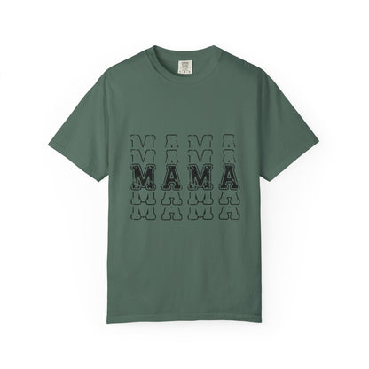 Mama Repeat Graphic T-Shirt — Vintage Outline "MAMA" Mom Tee