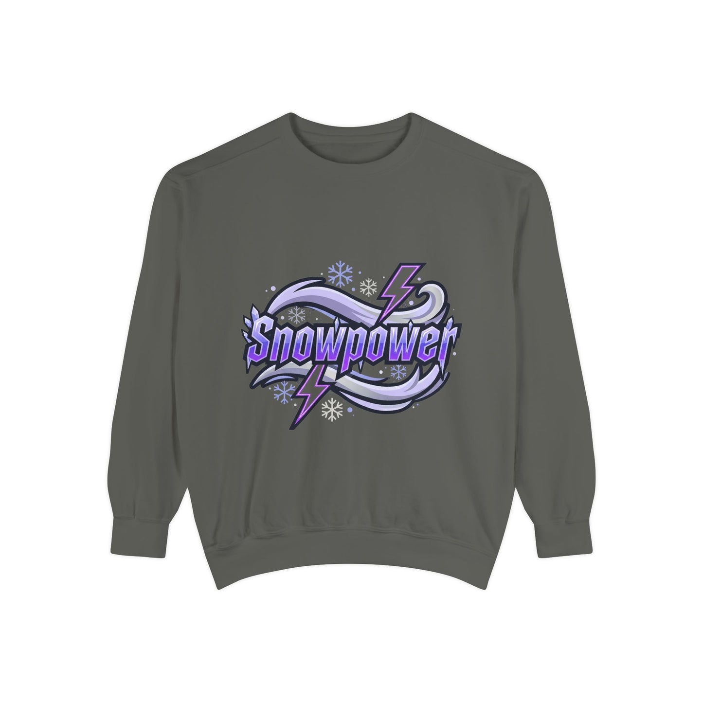 Snowpower Graphic Sweatshirt — Retro Lightning Snowboard Crewneck