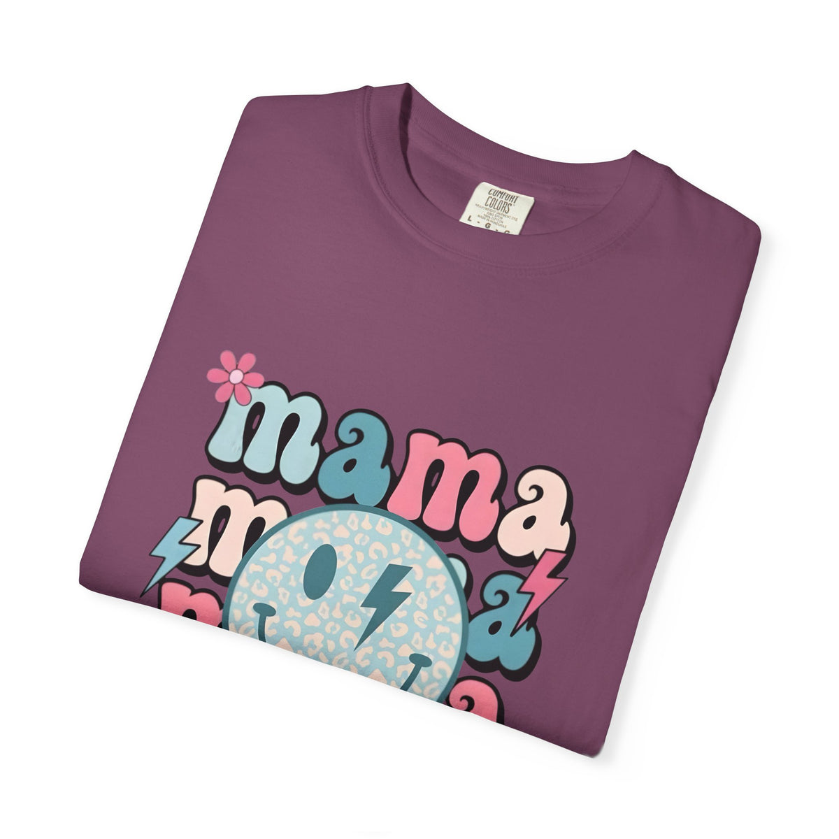 Mama Smiley Graphic T-Shirt — Retro Pink & Blue Mother’s Day Tee