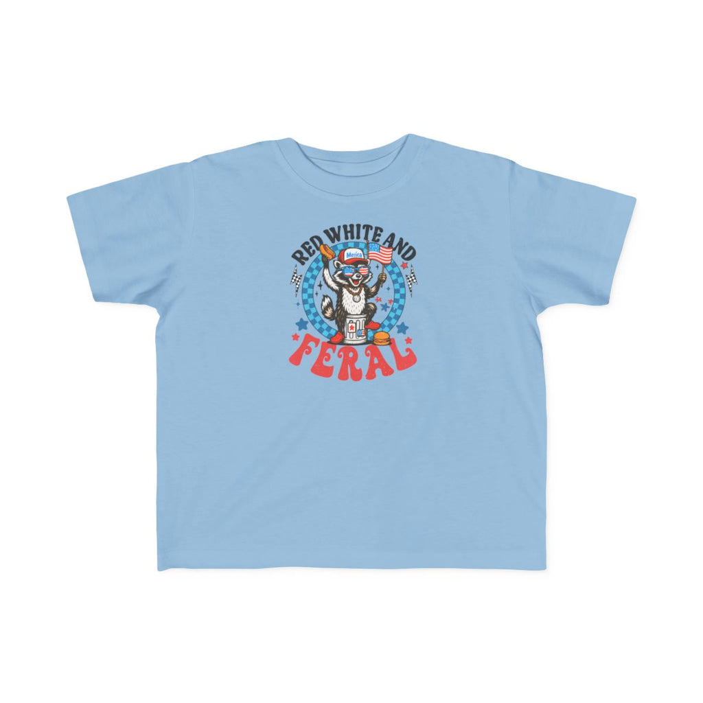 Toddler Tee — "Red White and Feral" Patriotic Cartoon Raccoon