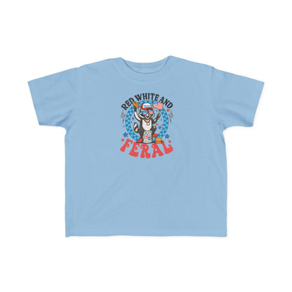 Toddler Tee — "Red White and Feral" Patriotic Cartoon Raccoon