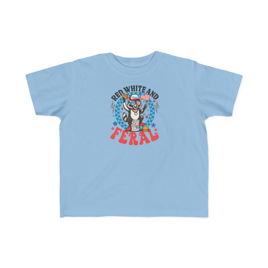 Toddler Tee — "Red White and Feral" Patriotic Cartoon Raccoon