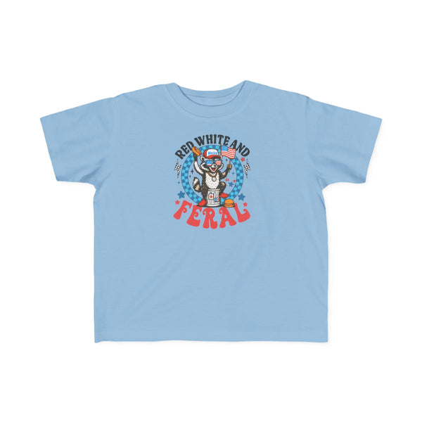 Toddler Tee — "Red White and Feral" Patriotic Cartoon Raccoon