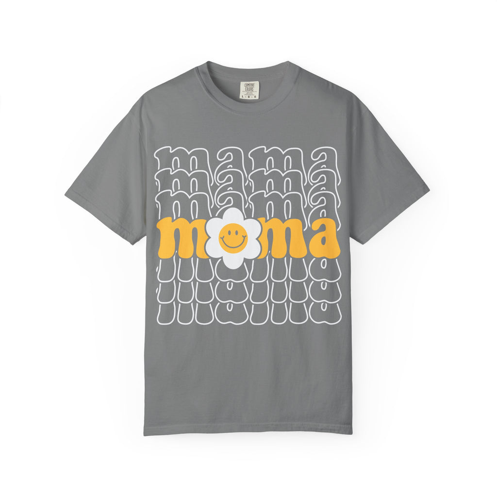 Mama Floral Retro T-Shirt — Sunny Yellow Vintage Mom Tee