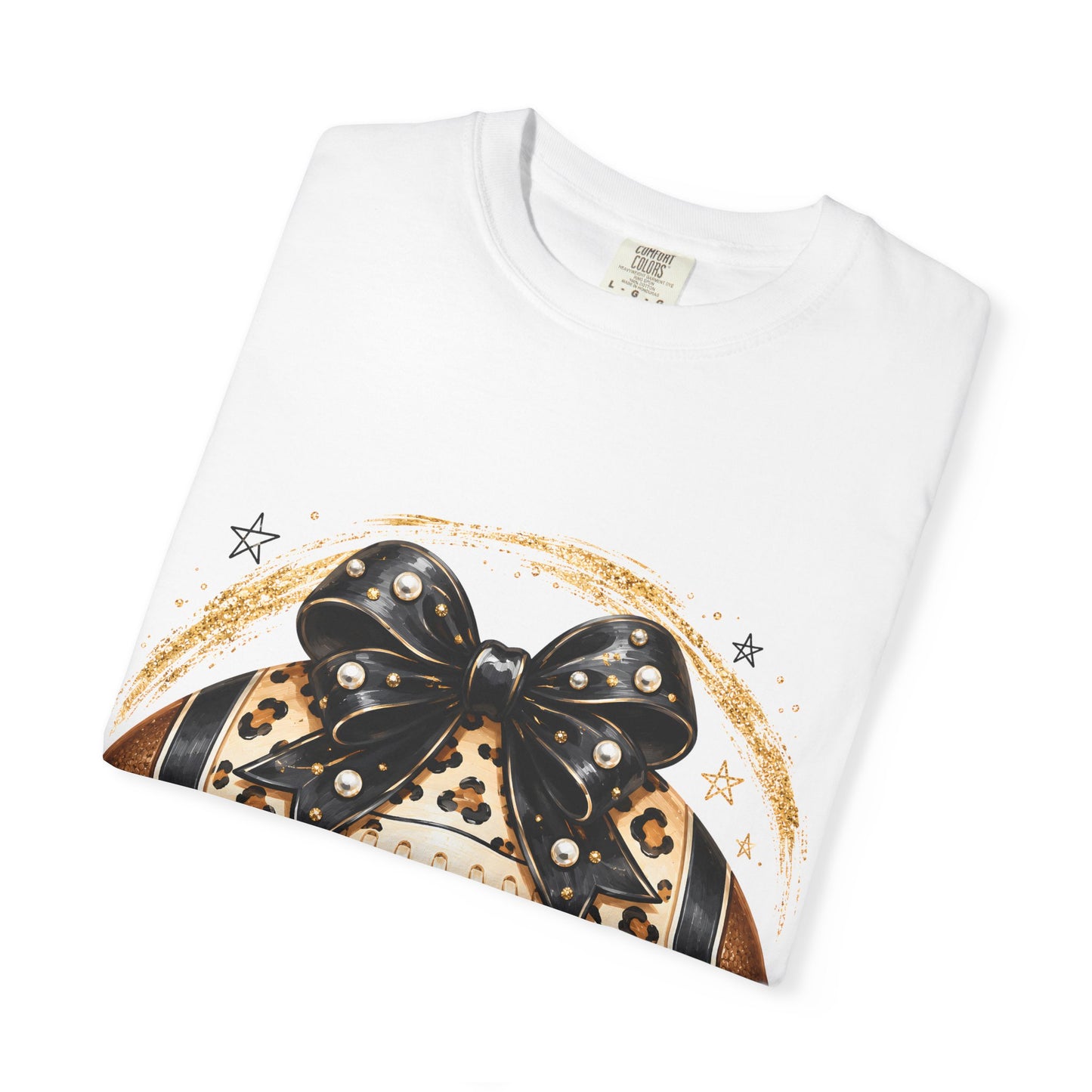Leopard Print Football with Bow T-Shirt