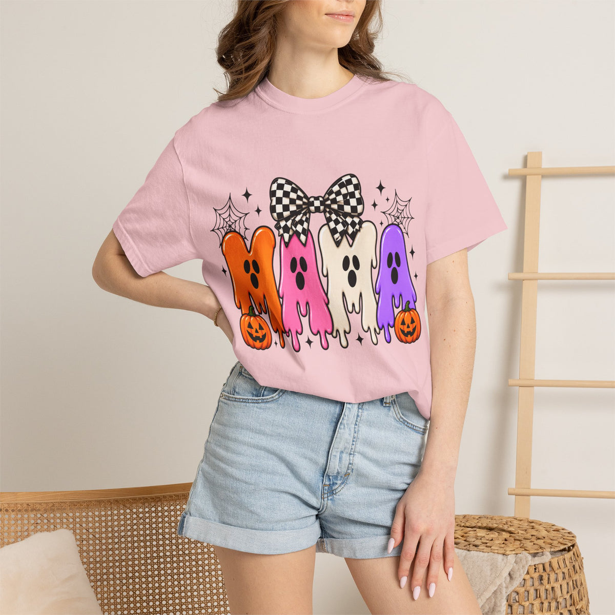 Mama Ghosts Halloween T-Shirt — Cute Spooky Mom Tee with Pumpkins