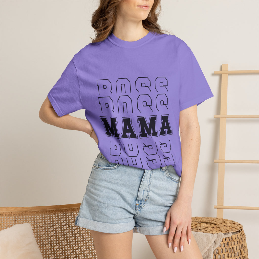 Mama Boss T-Shirt — 'MAMA' Layered Text Graphic Tee for Moms